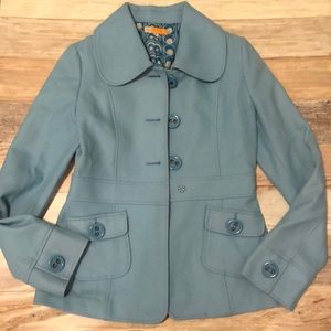 Tulle light blue wool blend lined pea coat small